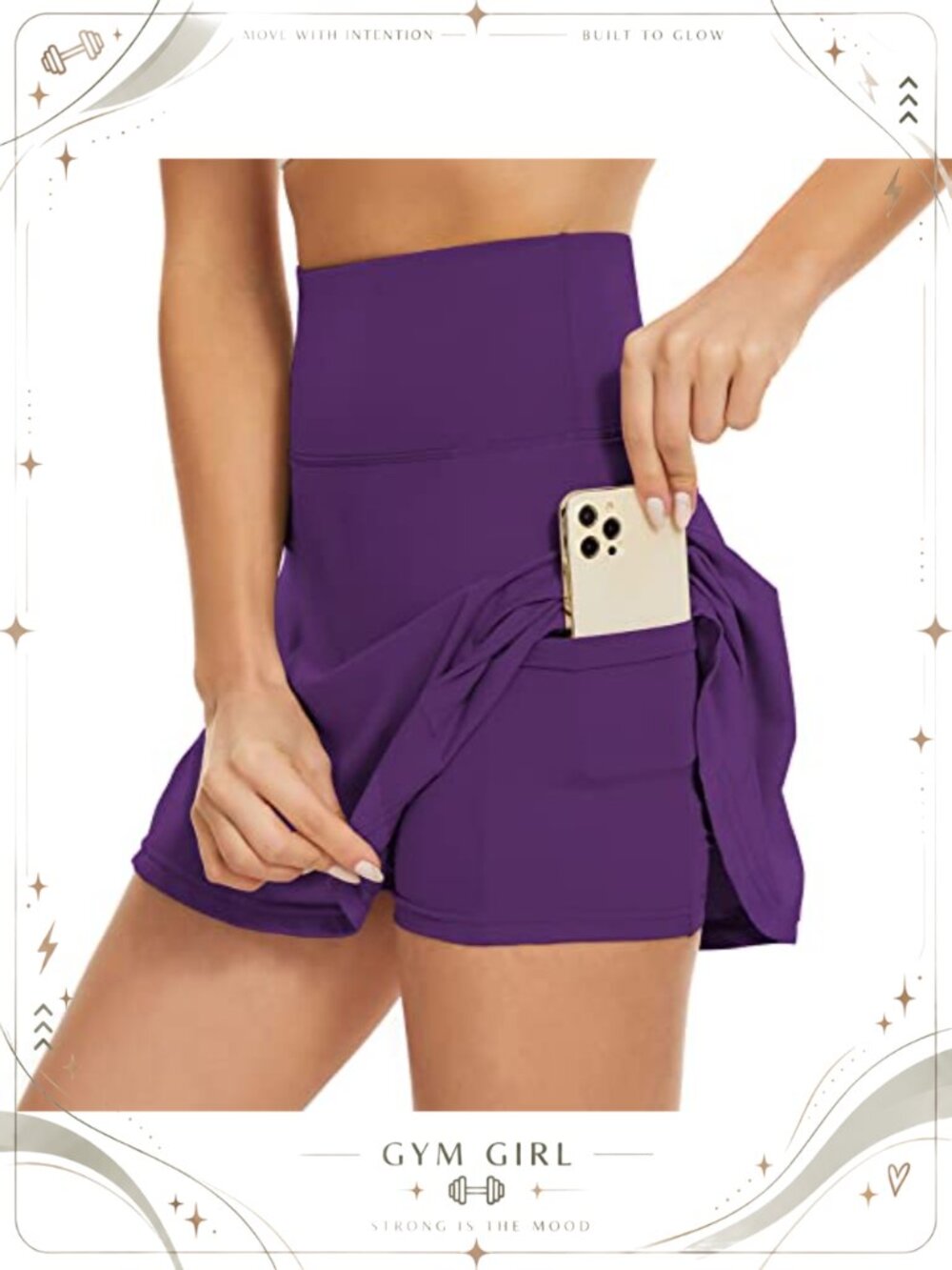 Pleated Tennis Skort with Pockets High Waist Athletic Skirt